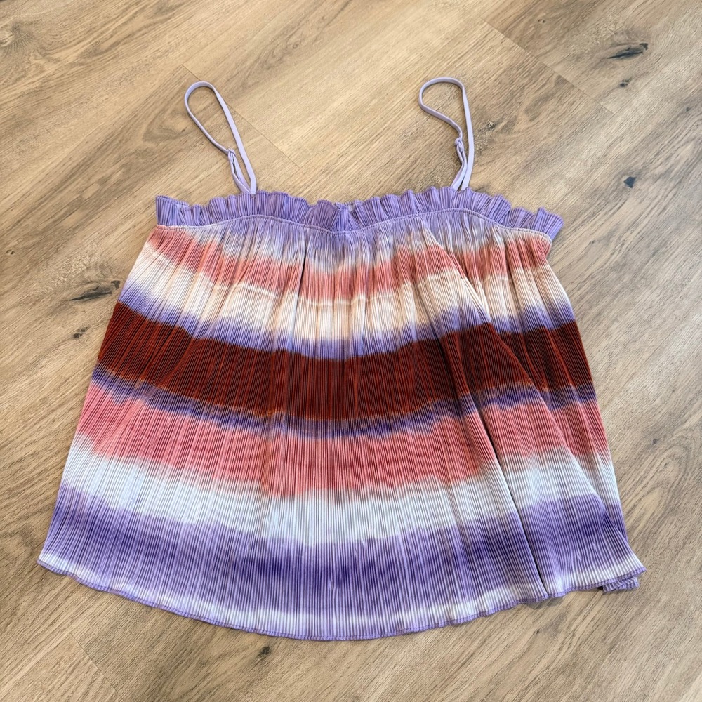 MADEWELL Pleated Cami Top Ombre Purple Coral‎ Rust Tank Spaghetti Strap Size S